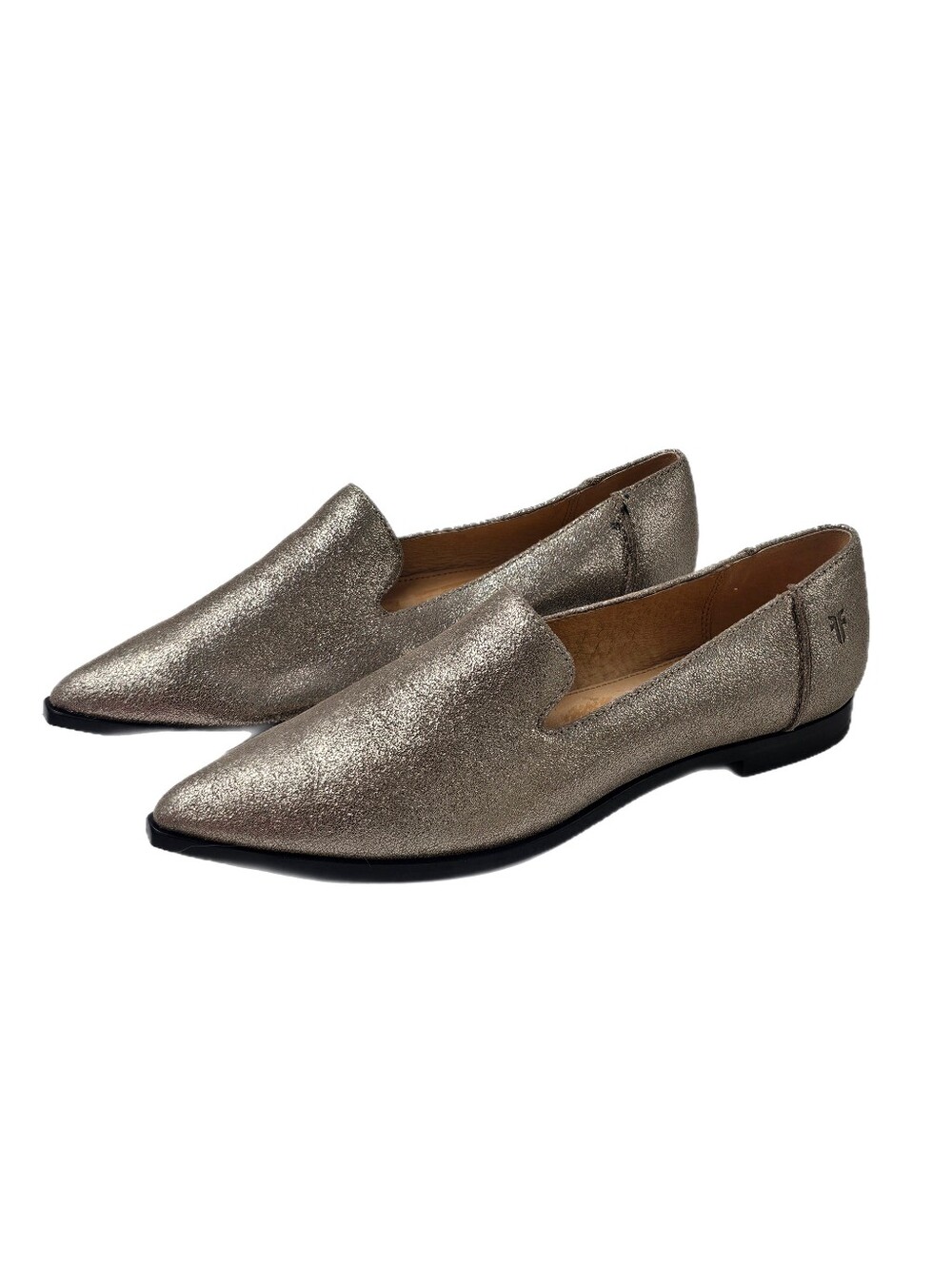Frye Kenzie Venetian Pewter Metallic Leather Loafers Flats NWOB Womens 7.5M
